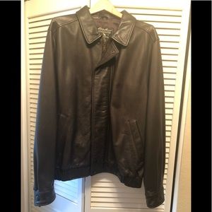 Eddie Bauer leather bomber jacket chocolate brown